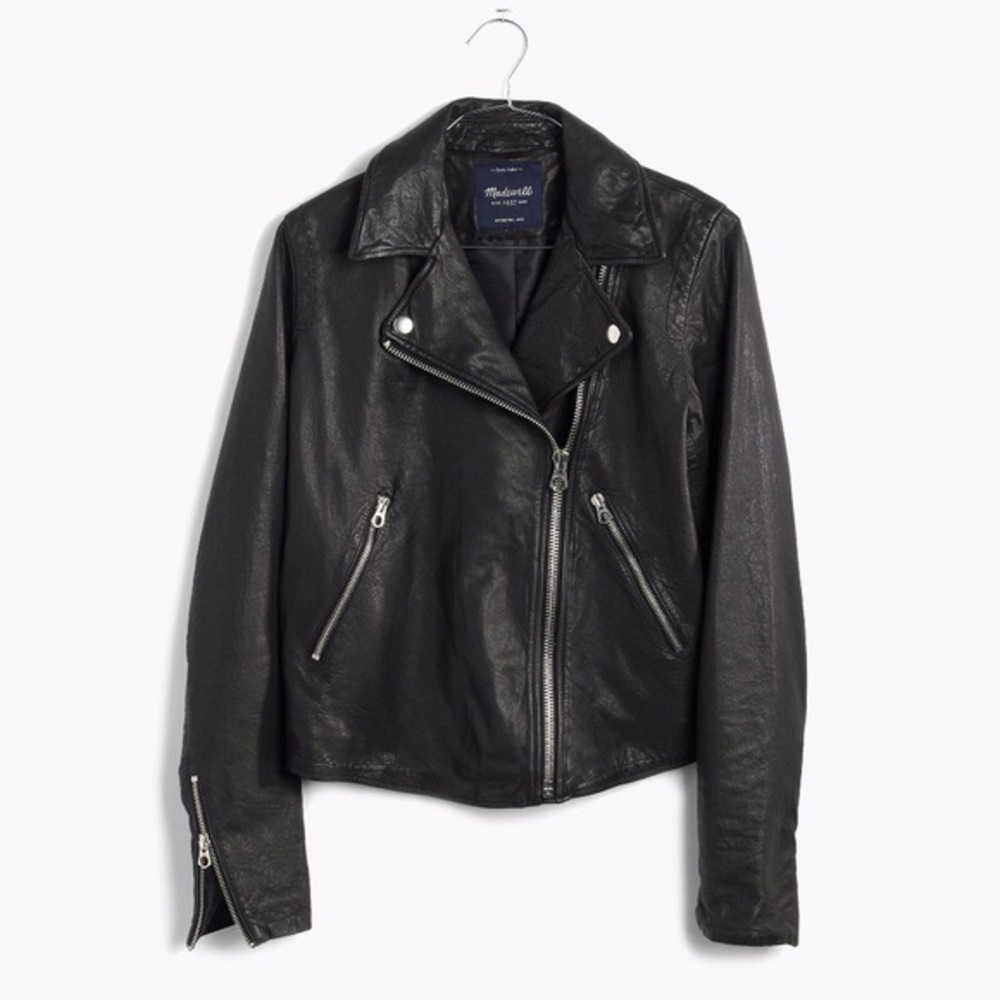 Madewell black leather jacket size XXS NWOT